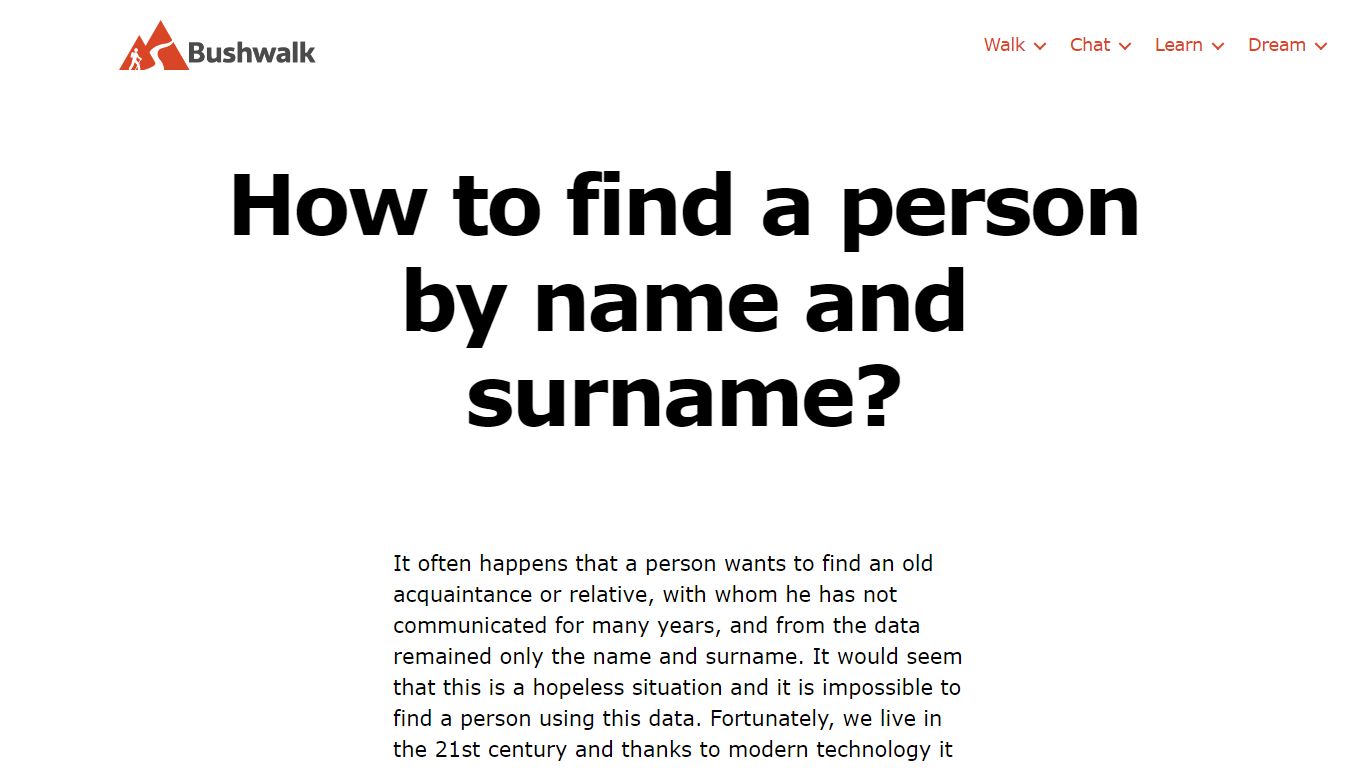 How to find a person by name and surname? - bushwalk.com